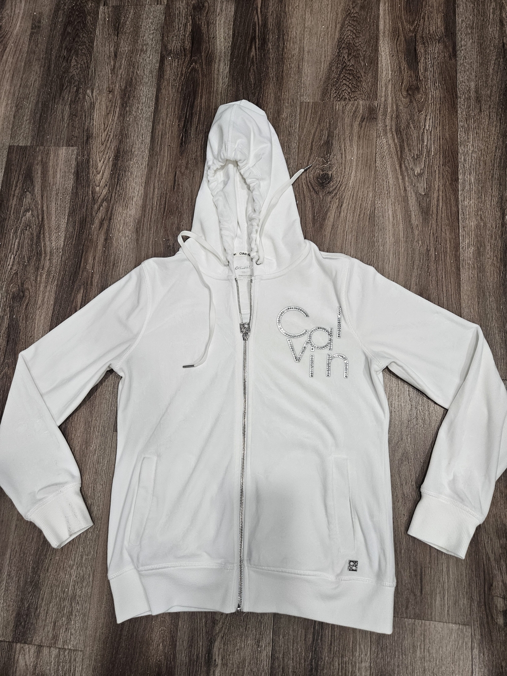 Calvin Klein White Zip-Up Hoodie Jacket